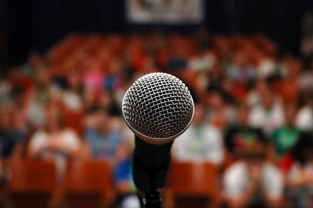 Microphone on stage at podium.