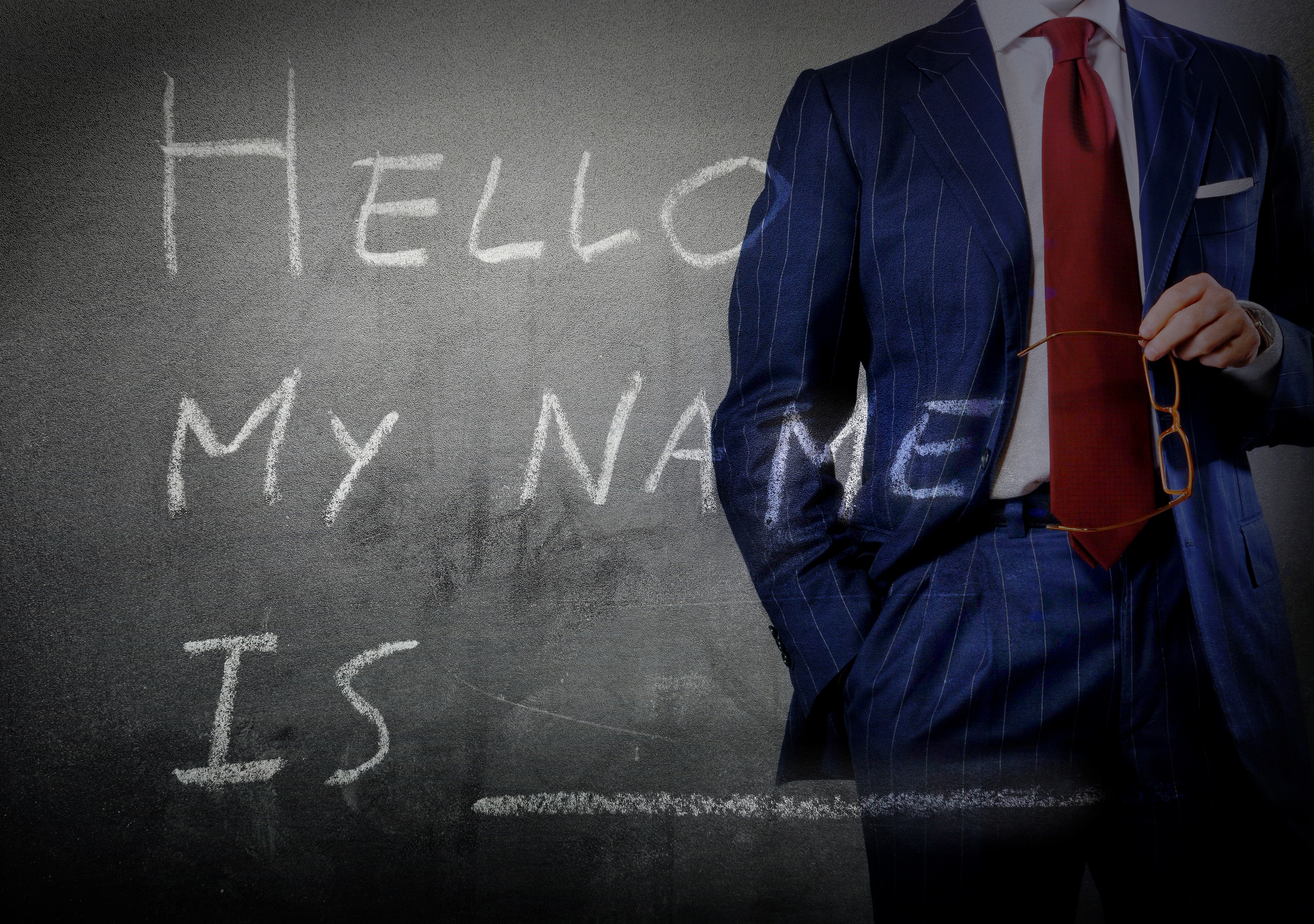 Hello My Name is Words on Chalkboard