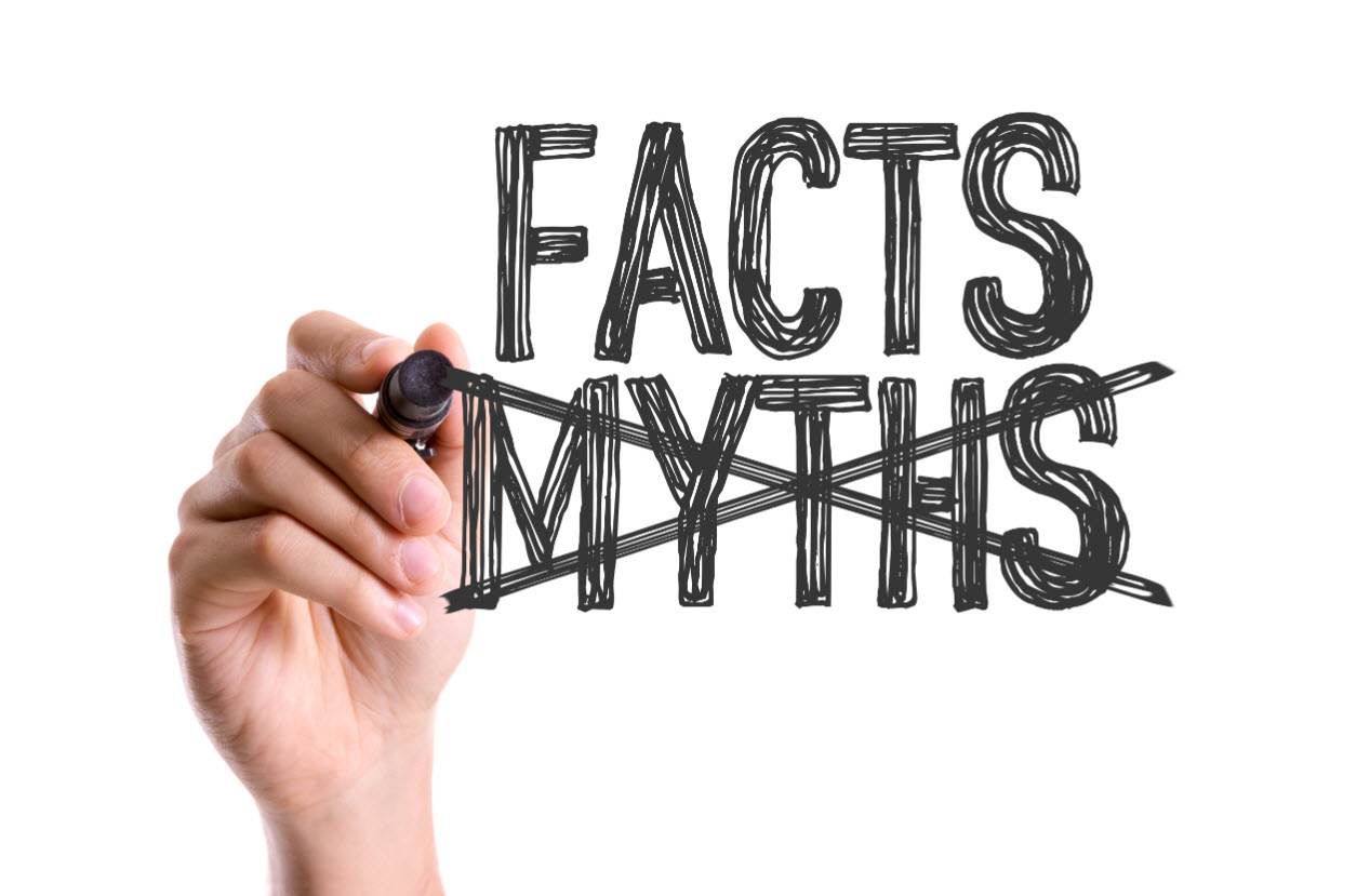 Hand drawing with marker on screen facts vs. myths