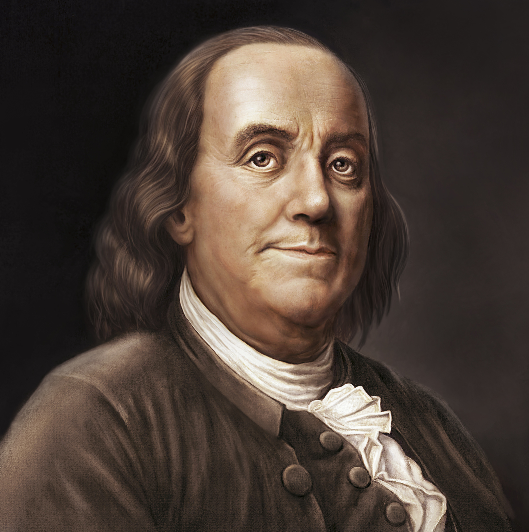 Original digital painting by Joe Cicak (submitter). Based on the well-known portrait of Ben Franklin on the US 100 bill. Painting mimics classic painting styles of the 18th century. This painting is fully released.See also my illustration of George Washington.
